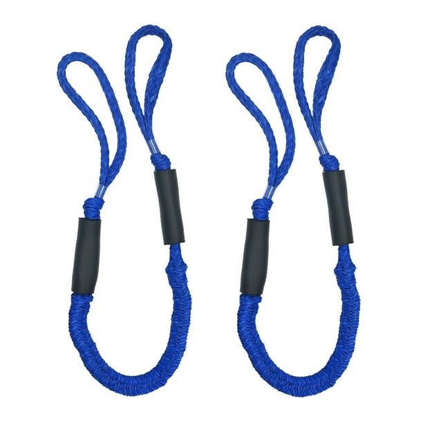 2pcs 4ft Stretchable Bungee Dock Line Yacht Tie Mooring Rope for Boat Blue